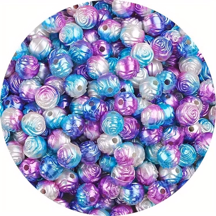 Rosenpärla, 8mm, gradient blå/lila - 50st