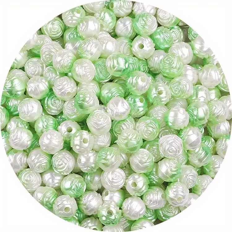 Rosenpärla, 8mm, gradient grön/vit - 50st