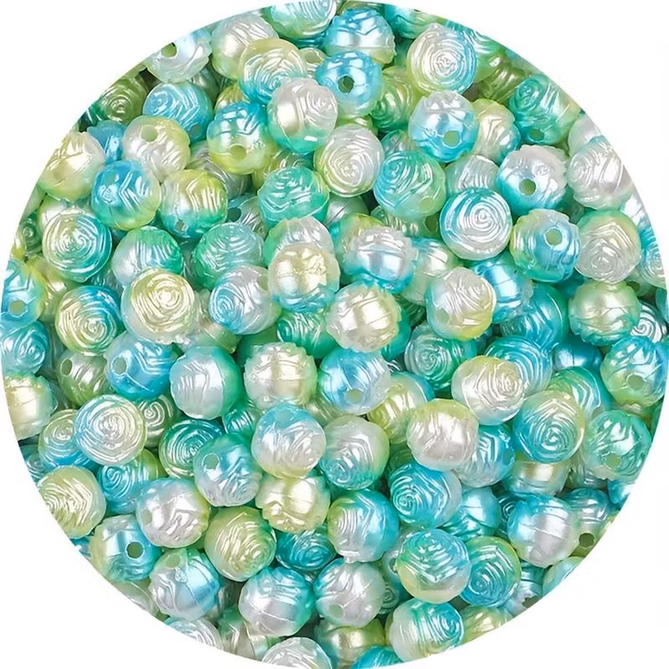 Rosenpärla, 8mm, gradient grön/blå/gul - 50st