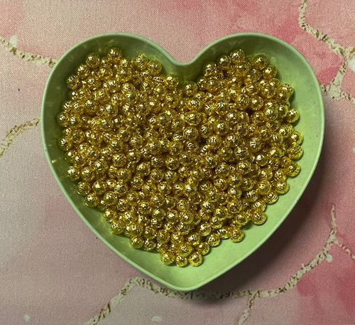 Ihålig pärla, 8mm, guld - 50st