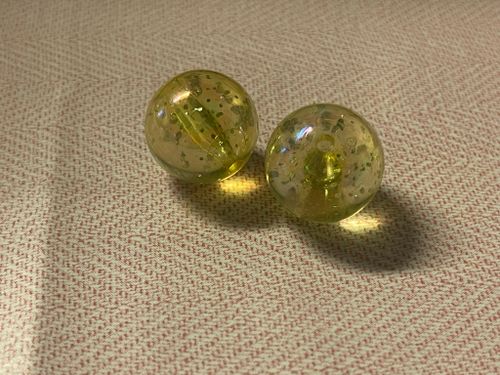 Glitterpärla, gul - 20mm