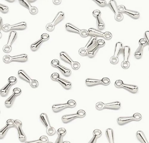 Metall-ändar, vattendroppe, silver, 7mm - 25st