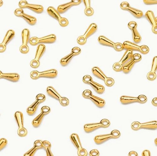 Metall-ändar, vattendroppe, guld, 7mm - 25st