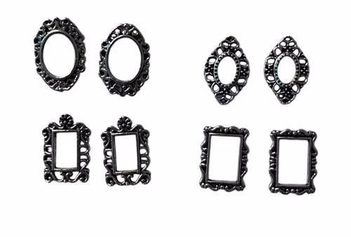 Nailart, ram i metall, silver - 8 st
