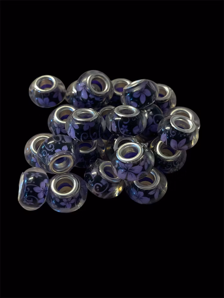 Akrylpärla med stort hål, mix, 9x14mm - 20st