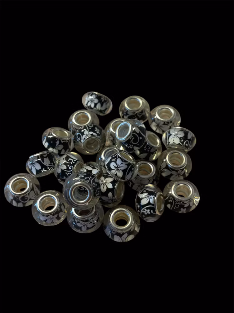 Akrylpärla med stort hål, mix, 9x14mm - 20st