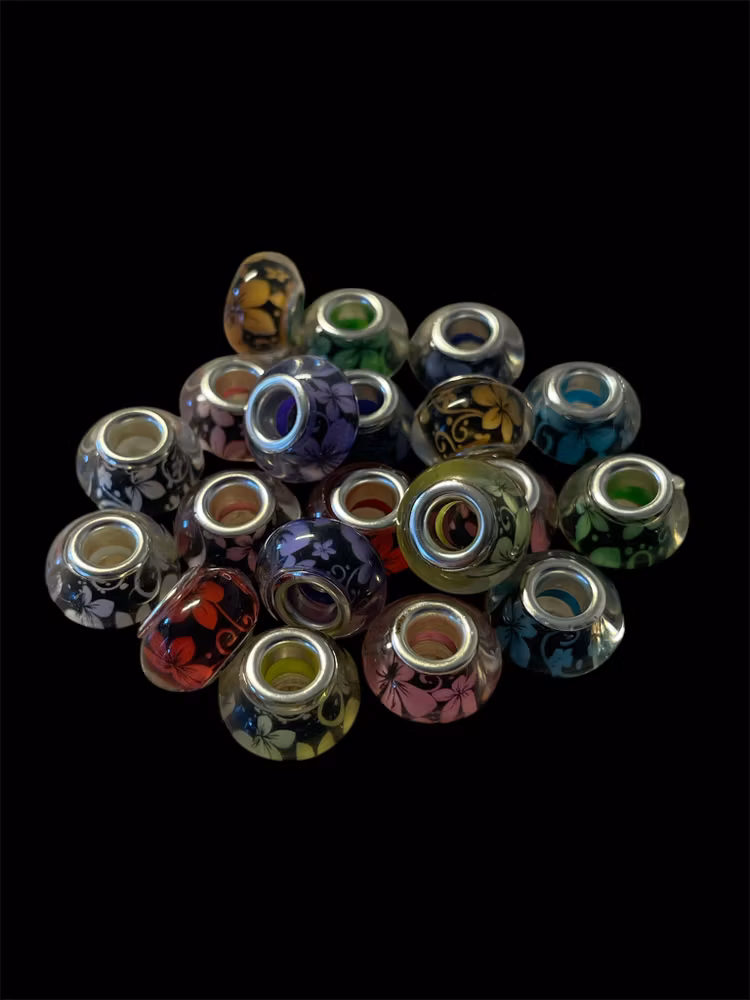 Akrylpärla med stort hål, mix, 9x14mm - 20st