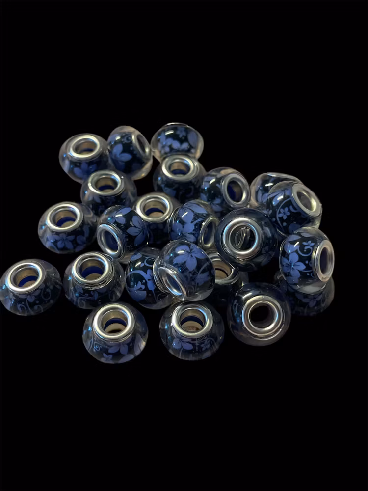Akrylpärla med stort hål, mix, 9x14mm - 20st