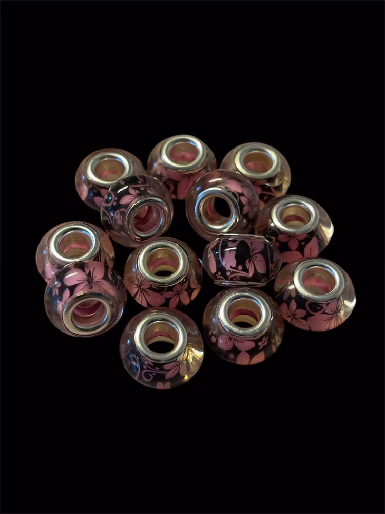 Akrylpärla med stort hål, mix, 9x14mm - 20st