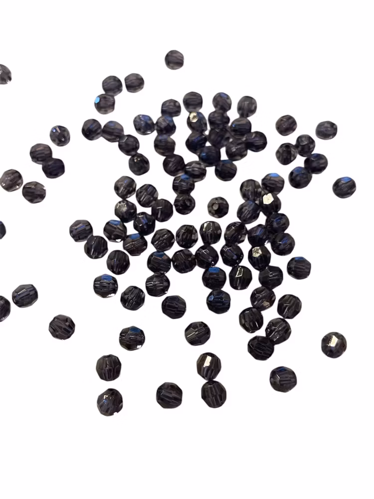 Facetterad, 6mm, transparent svart - 100st