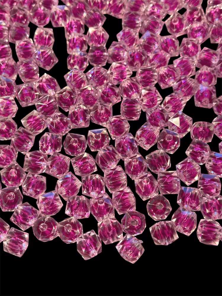 Kantig pärla i pärla, 10mm, fuchsia - 50st