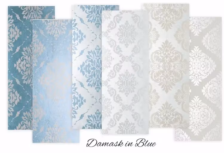 Decorer - Damask in blue (7x20cm)