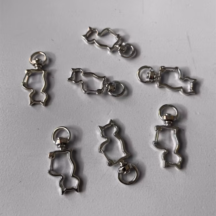 Nyckelring, katt - silver