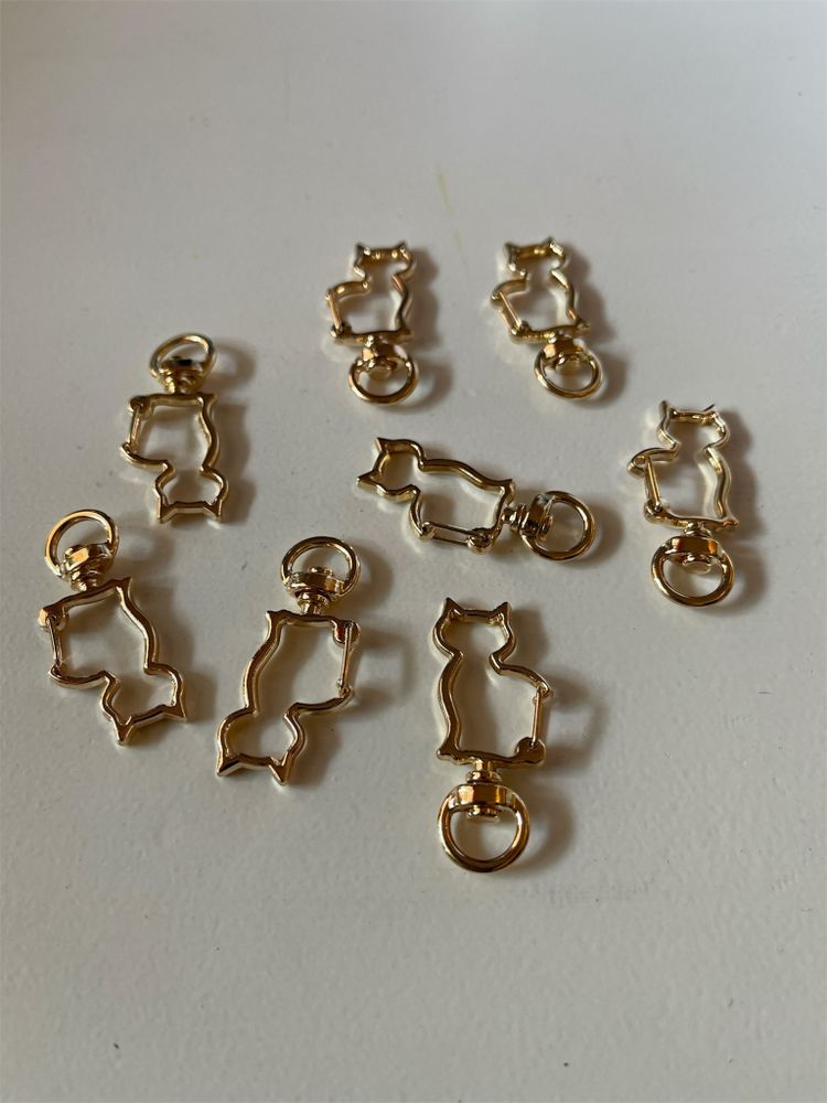 Nyckelring, katt - guld