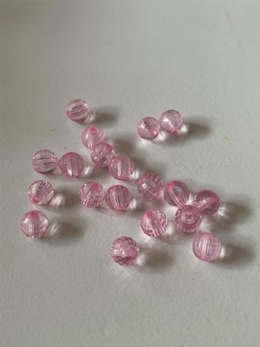 Transparent multi-facetterad, rosa, 8mm - 50 st