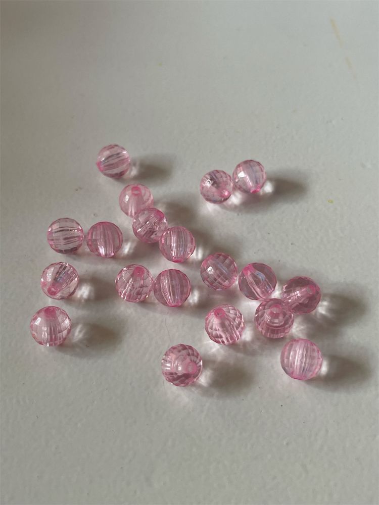 Transparent multi-facetterad, rosa, 8mm - 50 st