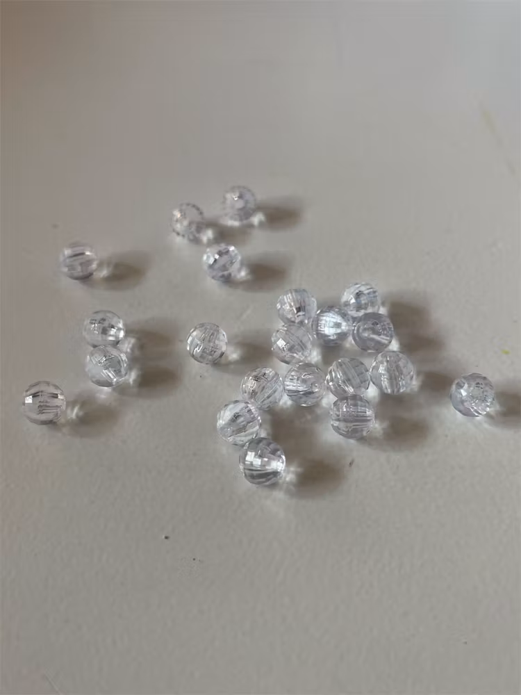 Transparent multi-facetterad, vit, 8mm - 50 st