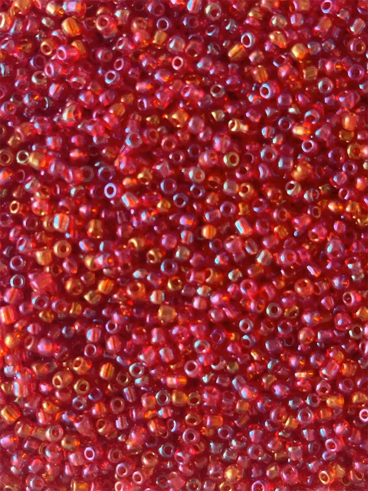 Glaspärla, röd, 2mm - 20g - Ca 1700st