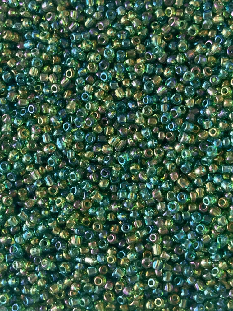 Glaspärla, mörkgrön, 2mm - 20g - Ca 1700st