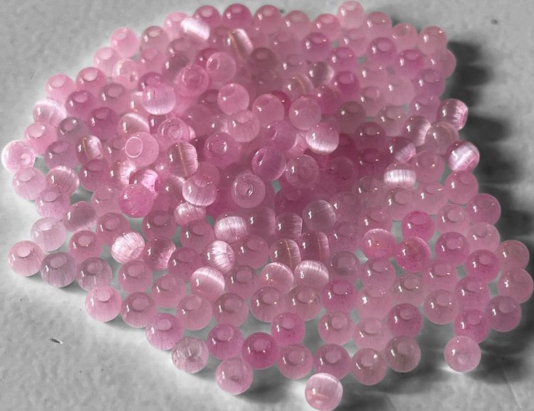 Glaspärla, cat-eye, rosa, 4mm - 100st