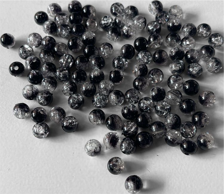 Krackelerad, svart/vit, 8mm - 50st