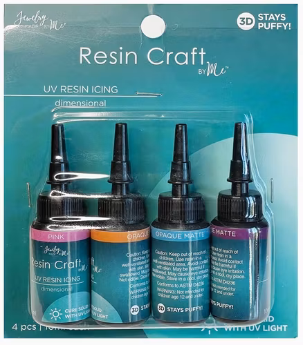 UV-resin, icing, 4pack - turkos, rosa, orange, lila - 10ml