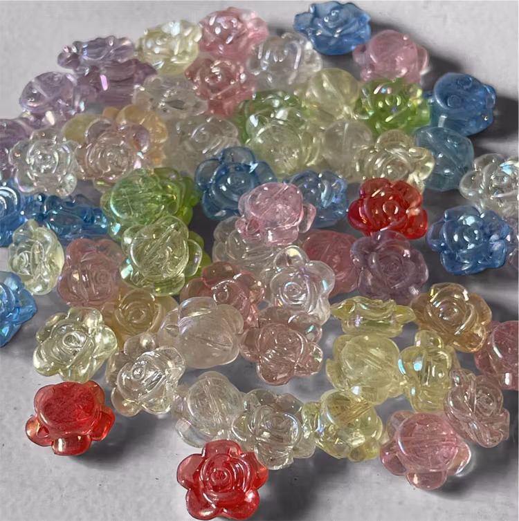 Iridescenta ros-pärlor, 12mm, mix - 50st