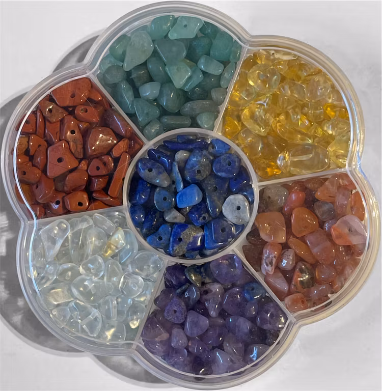 Chakra-box, natursten, 3-10mm - 700st