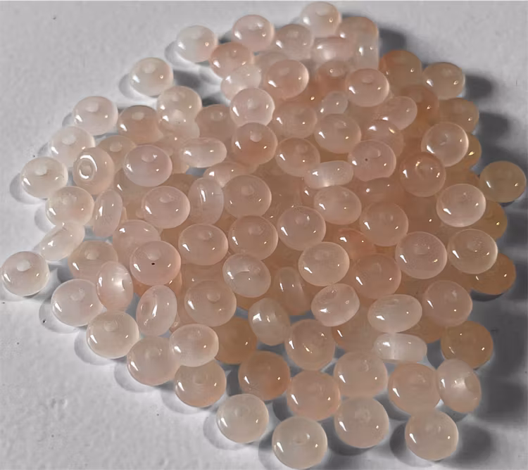 Platt glaspärla, rosa, 6mm - 50st