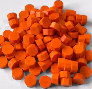 Oktagonala vaxpärlor, orange - 50st