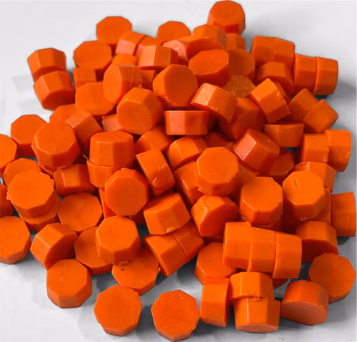 Oktagonala vaxpärlor, orange - 50st