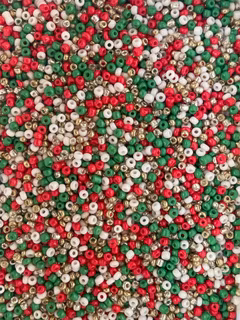Seedbead, glas, julmix, 2mm - 10g - Ca 900st