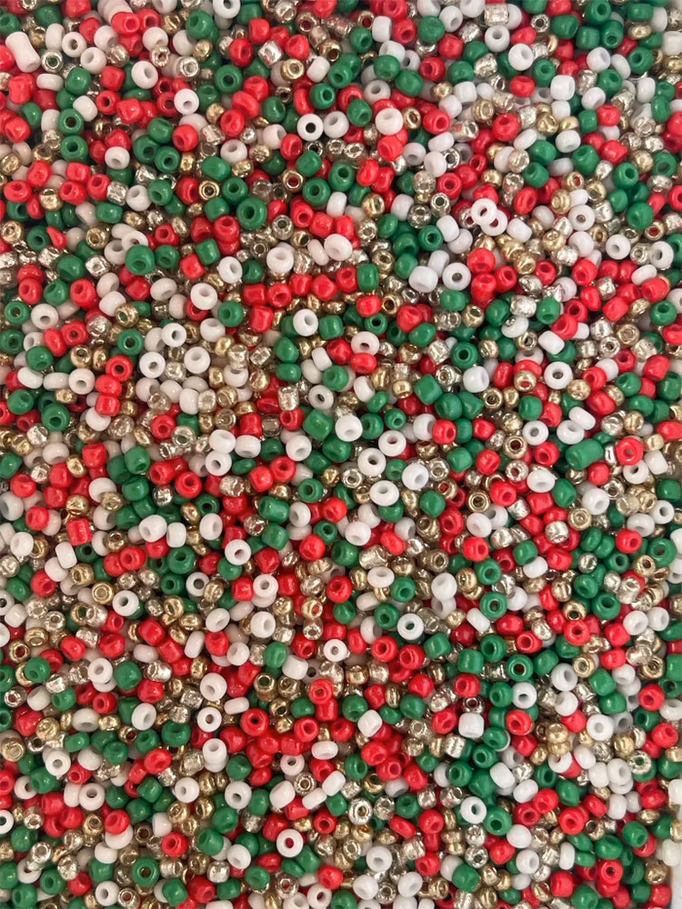 Seedbead, glas, julmix, 2mm - 10g - Ca 900st