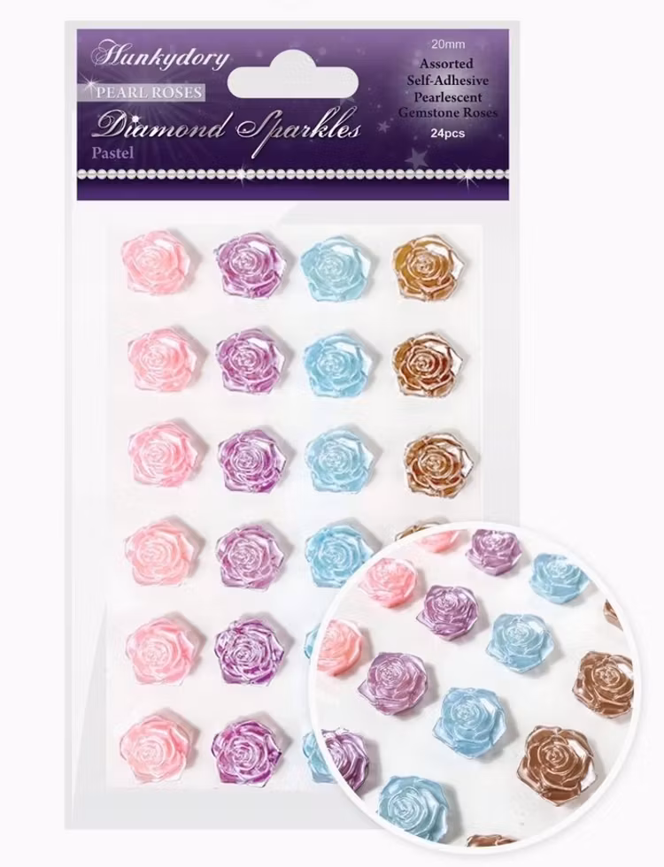 Rhinestones, pärl-rosor - 24pack