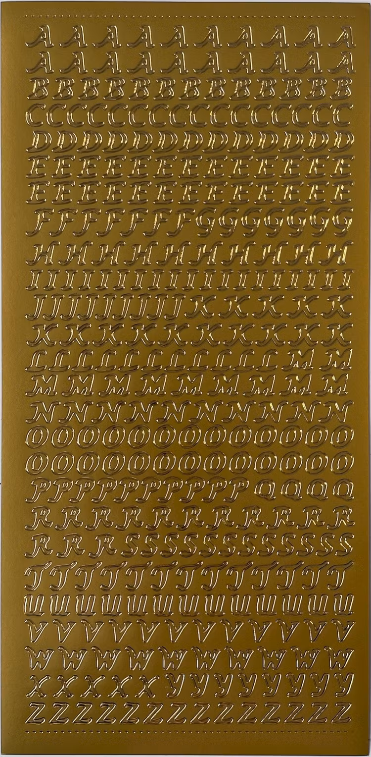 Klistermärken - Bokstäver, guld - 2st