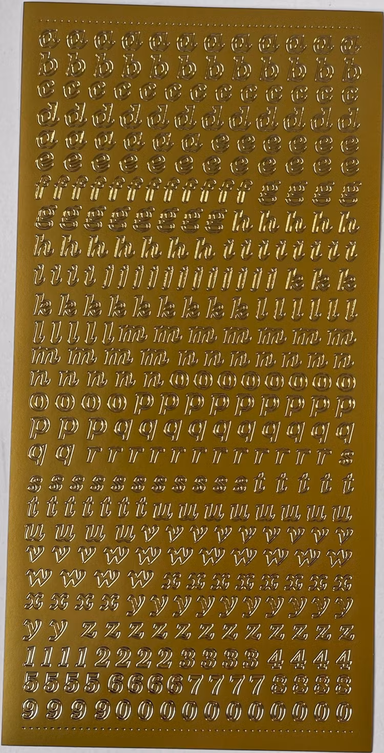 Klistermärken - Bokstäver, guld - 2st