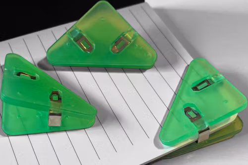 Hörnklämma - grön transparent