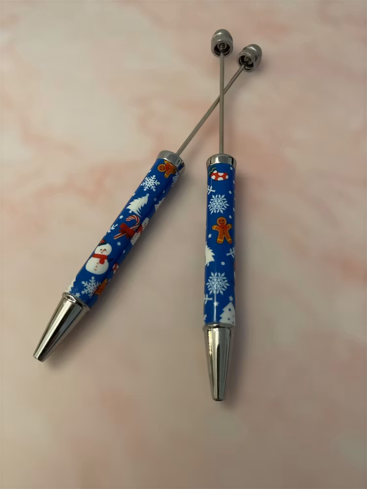 Pärlbar penna, jul - Blå