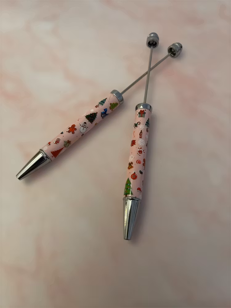 Pärlbar penna, jul - Rosa