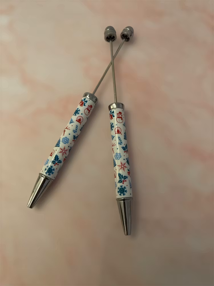 Pärlbar penna, jul - Vit