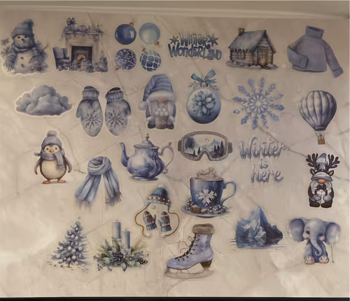 Klistermärken - Blå vinter - 25st