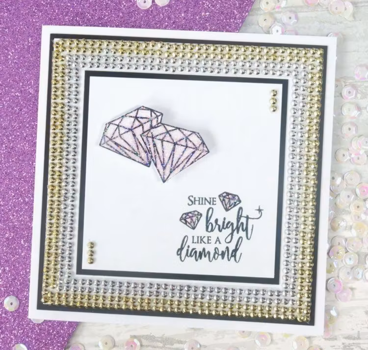 Självhäftande med rhinestones - 1m