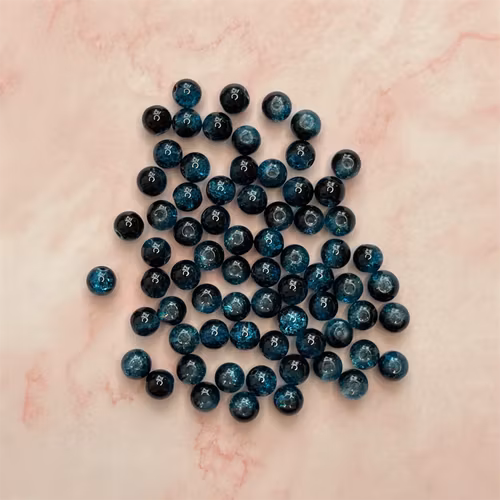 Glaspärla, blå/svart, 8mm - 50 st
