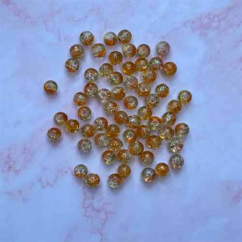 Glaspärla, orange/gul, 8mm - 50 st