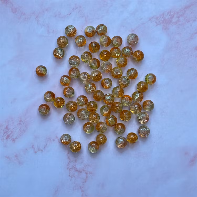 Glaspärla, orange/gul, 8mm - 50 st