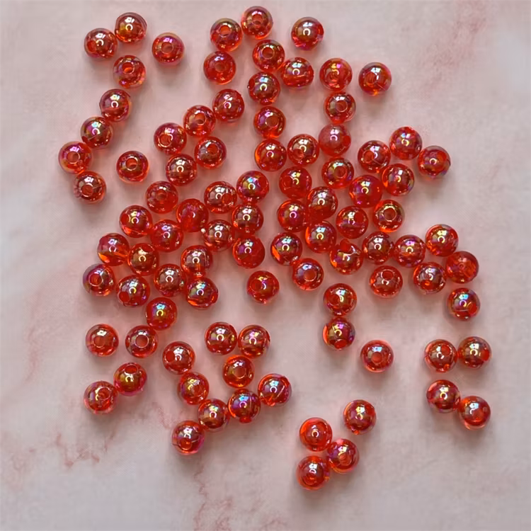 Bubbelpärla, 6mm, röd - 50st