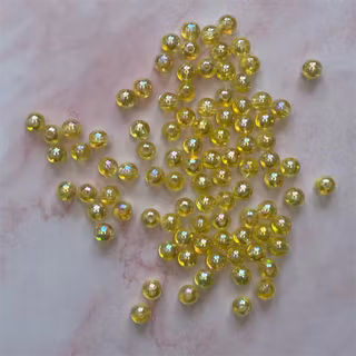 Bubbelpärla, 6mm, gul - 50st
