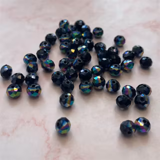 Österrikisk konstgjord kristall, svart, 8mm - 50 st