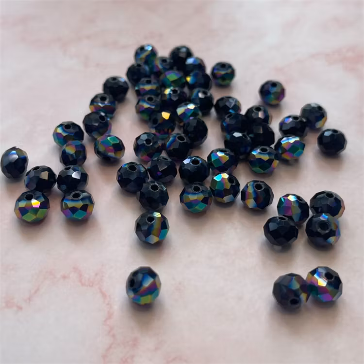 Österrikisk konstgjord kristall, svart, 8mm - 50 st