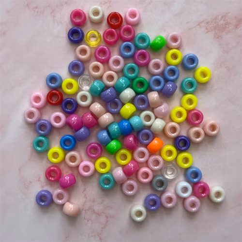 Ponypärlor, 6x9mm, mix - 100st